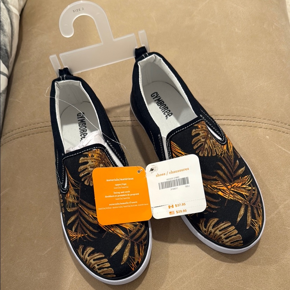 Gymboree Black and Gold Slip-On Sneakers Boys Size 2